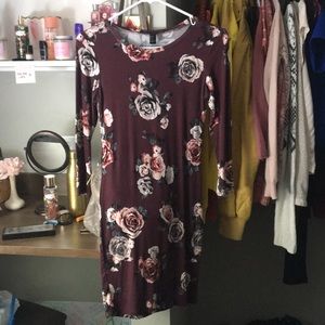 Burgundy floral forever 21 bandage dress